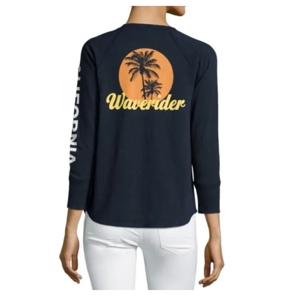 NWT STANDARD JAMES PERSE Navy Raglan-Sleeve Waverider Cotton Top